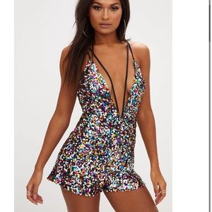 Sequin Plunge Romper